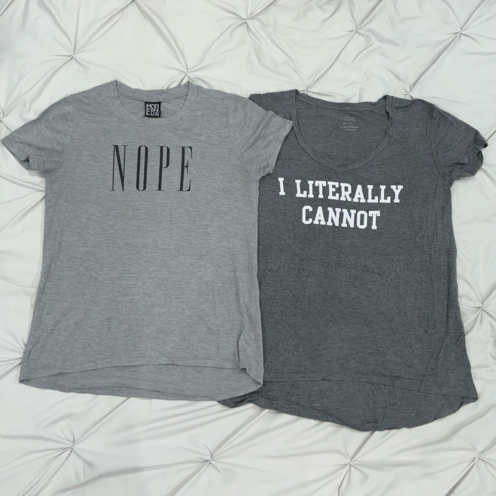 Heather & Charcoal Gray Womens Graphic Tees